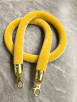 Corde de délimitation en velours jaune pour barrière de contrôle de foule, corde en velours pour file d'attente avec crochet doré