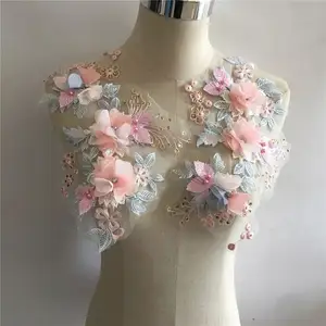 Three-dimensional Flowers Imitation Pearl Lace Collar Embroidery DIY Tulle Decoration Clothes Applique Accessories Lace Collar