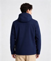 Veste à capuche unisexe grande taille en softshell monocouche, imperméable, coupe-vent, respirante, en polyester/nylon, avec fermeture éclair et col montant.