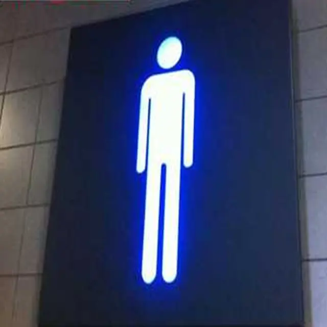 Painel de banheiro para mulheres e homens, porta de acrílico iluminada de led para parede