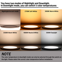 Nouveautés Télécommande via téléphone portable Panneau LED fin WIFI 4 pouces 9W+3W avec lumière nocturne RGBCW Downlight LED
