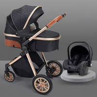 Poussette bébé 360° bidirectionnelle en métal et tissu, design haute position, portable, pliable, inclinable, antichoc, pour nourrissons et tout-petits 0-3 ans