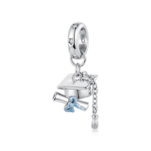 Silver Plated Graduation Cap <b>Charm</b> With Diploma And Tassel Unisex <b>Jewelry</b> Gift - Product Image 1