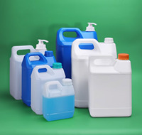 Conteneur de détergent liquide Un litre 5L Jerrycan en plastique Pichets de style F avec pompe Dispensar pour la désinfection du lavage des mains