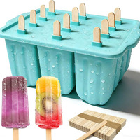 Moules à sucettes glacées en silicone DIY avec 50 bâtonnets en bois, outils de fabrication de crème glacée à démoulage facile