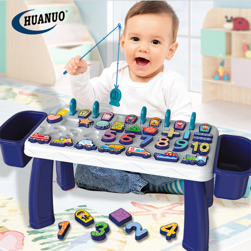New arrival baby fishing toy 5 in 1 magnetic fishing toy matching fish toy education teaching table