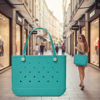 Mode Candy Kleur EVA Strandtas Multifunctionele DIY Rubberen Handtas met Gaten voor Buitenzwembad EVA Boodschappentas