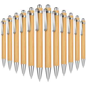 Eco-Friendly Custom Logo Bamboo Pen Ballpoint Pen 1.0mm <b>Writing</b> Width Novel Business Promotion with Plastic Clip - Product Image 1