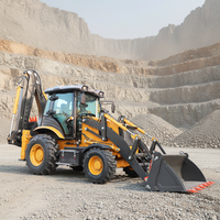 Pengiriman Gratis CE EPA Backhoe Front Loader 4x4 4WD Mini Ton Loader Backhoe Excavator Loader dengan Mesin Cummins