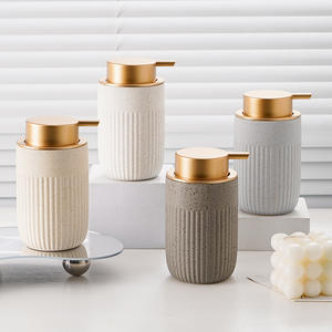 Flacon simple en céramique à rayures pour désinfectant pour les mains, shampoing, gel douche, détergent - Product Image 2