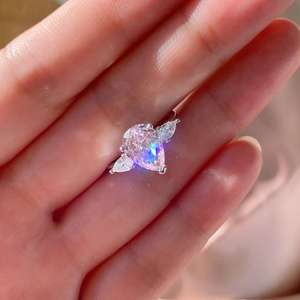 Anillo de plata de primera ley con forma de gota de agua para mujer, sortija, plata esterlina 925, moissanita, Diamante de 1 quilate, diseño novedoso - Product Image 4