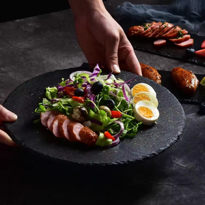 Vaisselle de restaurant <span class=keywords><strong>Assiette</strong></span> en ardoise à bord naturel Plat <span class=keywords><strong>40</strong></span> <span class=keywords><strong>cm</strong></span> Fromage Ardoise <span class=keywords><strong>Pizza</strong></span> Board - Product Image 1