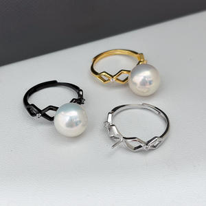 Base para Anillo de Plata S925, Accesorios para Perlas DIY, Anillo de Moda con Cuentas Redondas de 9-13 mm, Soporte para Joyería-10448 - Product Image 3