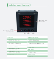 EASTSONG ES96-I3 Medidor de Energía Trifásico 96x96, Medidor de Panel Digital, Amperímetro con Pantalla LED, RS485 Modbus RTU, Clase 0.5, para Tablero de Distribución