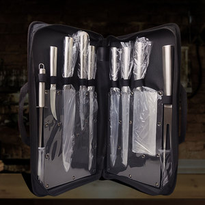 <span class=keywords><strong>Couteau</strong></span> de Chef en Acier Inoxydable Ensemble de Couteaux de Cuisine Sac d'Emballage Design Moderne Manche Ambidextre pour Extérieur Commercial - Product Image 1