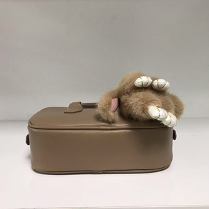 Cute Women's Microfiber Leather Square <b>Tote</b> Handbag Faux Fur Paw Applique Zipper Closure Waterproof Lightweight Large Capacity - Product Image 5