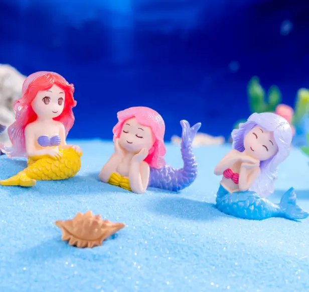 los artikel großhandel los miniatur kleine kreaturen sitzen harz meerjungfrau lagerung märchen garten ornamente figuren für mädchen