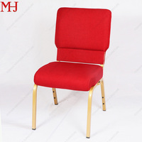 Cadre métallique en gros pour chaise d'église, chaise de banquet empilable avec poignée dorsale et crochets d'interverrouillage