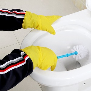 Latex Cleaning Gloves Yellow Waterproof Thin Solid Color For Dishwashing Laundry Household Use - Product Image 4