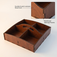 Nampan Kayu Persegi Panjang Multi-Grid 4-Slot Penyimpanan Perhiasan Kantor & Rumah Desain Vintage Rustic
