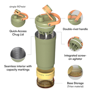 Gourde isotherme en acier inoxydable Hong Ling avec agitateur intégré à visser, bouteille à vide, bouteille à boisson, shaker - Product Image 6