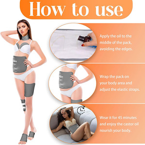 Enveloppe de compresses réutilisables à l'huile de ricin pour la détoxification de l'estomac, du foie, du ventre, des pieds, des genoux, du cou et des seins, pour compresses chaudes et froides - Product Image 2