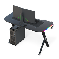 Beisijie Table de jeu RVB noire Styles de course Design E-Sports avec porte-gobelet crochet pour casque Bureau de jeu