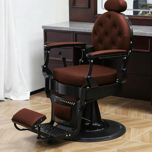 Chaise de barbier hydraulique à hauteur réglable, chaise de coiffure traditionnelle avec repose-pieds et base ronde pour salon de coiffure - Product Image 2