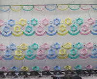 Renda Bordir Bunga Etnik dengan Latar Belakang Hitam, Renda Bunga Multi Warna untuk Gaun, Jilbab, dan Dekorasi Kostum Tradisional