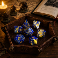 Nouvel ensemble de 7 dés de jeu Dungeons&Dragons en lapis-lazuli, dés à facettes multiples en pierre naturelle pour DND RPG