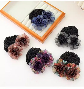 Elegante <span class=keywords><strong>Redecilla</strong></span> para <span class=keywords><strong>Moño</strong></span> con Flores de Tela, <span class=keywords><strong>Redecilla</strong></span> Profesional para Mujeres de Oficina - Product Image 4