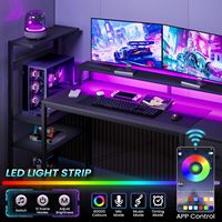 Bureau de Gaming en Gros pour Usine avec Étagère Moniteur Pleine Largeur, Cadre Métallique, Gestion des Câbles, Crochet pour Casque, Table d'Ordinateur pour Bureau à Domicile