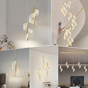 Xingcheng Minimalist Chandelier Gold Aluminum LED Pendant <b>Light</b> For Living Room Bedroom Home Decor - Product Image 1