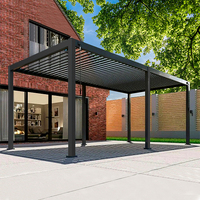 Pergola en aluminium imperméable à toit à lames, MDF rétractable, moderne, pour cour, extérieur, écologique, taille personnalisée, toutes saisons