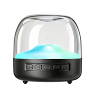 Haut-parleur Bluetooth en verre transparent avec lumière ambiante RGB, lecture multi-formats, mini audio sans fil pour la décoration de bureau et de chambre