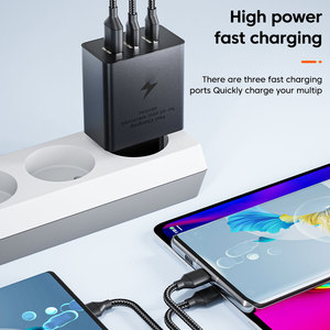 Chargeur Type C <span class=keywords><strong>de</strong></span> qualité supérieure 65W, charge super rapide, adaptateur secteur USB C 3 ports pour Samsung S23 S22 S21 Note10 Ultra 65W Max - Product Image 2