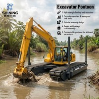 Mini-excavatrice amphibie haute performance avec ponton personnalisé pour le nettoyage des rivières en Afrique