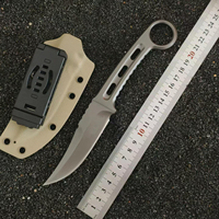 Couteau de chasse à lame fixe en acier 9Cr18MoV, haute dureté, avec anneau de poignée squeletté et étui Kydex, idéal pour l'EDC