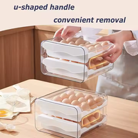 Boîte de conservation alimentaire écologique, support de rangement pour œufs, plateau avec couvercle, 32 compartiments, type tiroir, organisateur de réfrigérateur pour la conservation de la fraîcheur