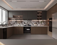 Dernière Génération de Meubles de Cuisine Modulaires Modernes avec Système LED Automatique Tactile (Marche/Arrêt), Conception Écologique et Ignifuge, Incluant un Tiroir Coulissant