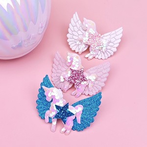 Pinza de Pelo Personalizada de Metal con Unicornio y Lazo de Estrella, Horquilla con Alas de Ángel Brillantes para Niñas, Accesorios Adorables para <span class=keywords><strong>el</strong></span> Cabello con Lentejuelas - Product Image 3