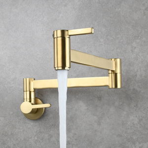 Robinet de cuisine mural avec Double interrupteur, mitigeurs d'eau pliants à Double bascule pour Pot de cuisine en or - Product Image 2
