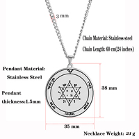 Collier en acier inoxydable avec 44 styles de pentacles de Salomon et sceaux de Jupiter, Mars, Mercure, Lune, Saturne, Soleil, Vénus, talisman