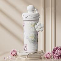 Botol Minum Anak Motif Bunga Kapasitas Besar, Vacuum Insulated Stainless Steel dengan Sedotan, Desain Lucu, Portabel, Cocok untuk Hadiah