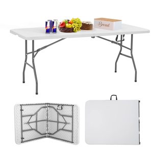 Folding Table Plastic 6 Ft Heavy Duty Table Camping Working Table Indoor Outdoor Party