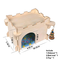 Maison de chinchilla en forme de château, cachette pour petits animaux, pour chinchilla, cobaye, hérisson ou rat, habitat en bois ventilé pour cobayes