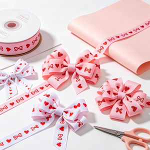 Lazo de grosgrain 100% poliéster al por mayor con diseño de corazón y mariposa para decoración de cajas de regalo de chocolate de San Valentín - Product Image 6