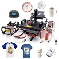 Combo 5 en 1 multi-fonction Sublimation presse à chaud machine numérique presse à chaud pour mug t shirt chapeaux