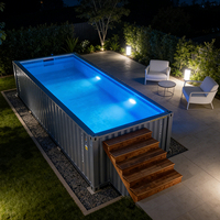 Großer blauer rechteckiger Familien-Holzcontainerpool 20ft FRP Fiberglas Aufstellpool