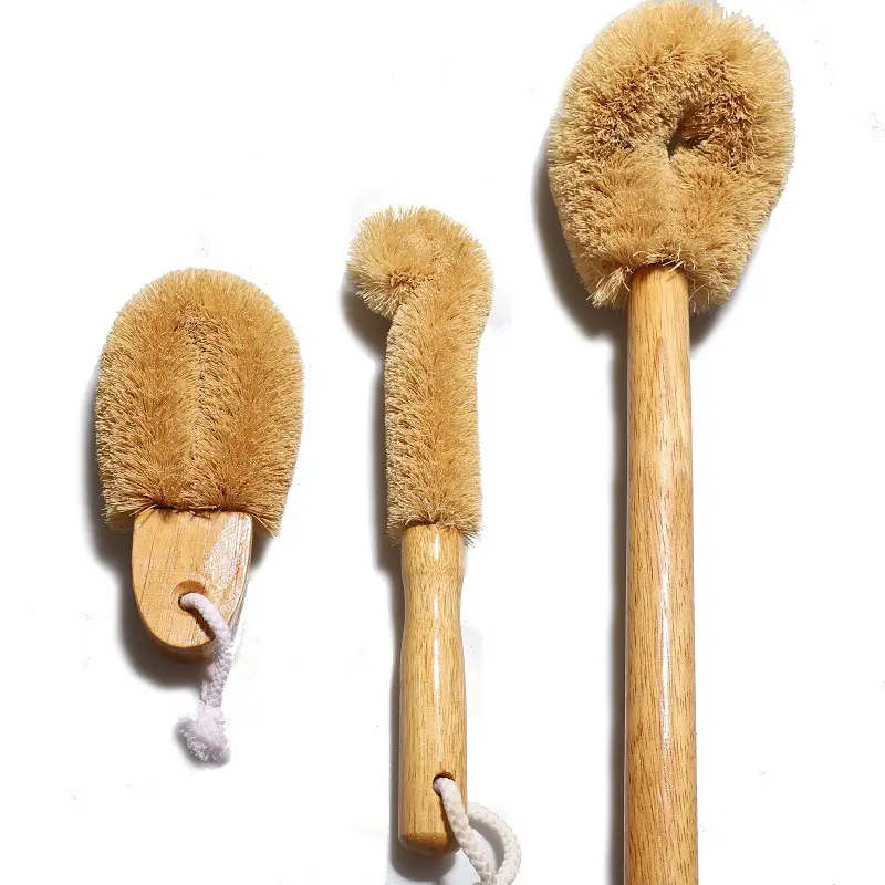 PUSELIFE brosse de nettoyage à long manche en noix de coco brun brosse de nettoyage pour la cuisine domestique brosse de nettoyage en bois